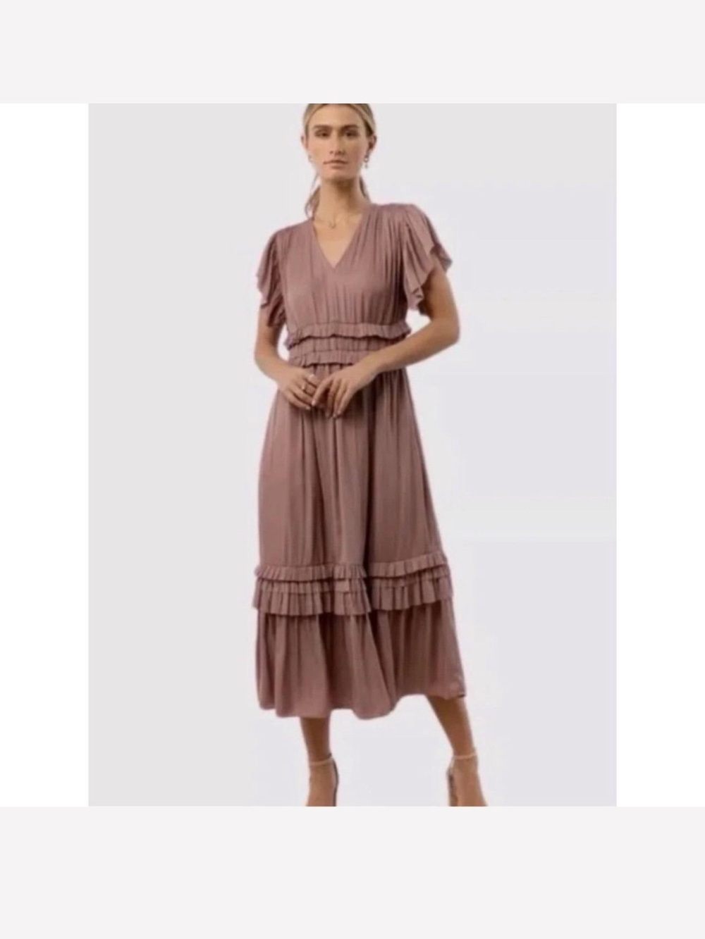 Bohme Women’s Pink Ruffle Tiered Dress Size XS